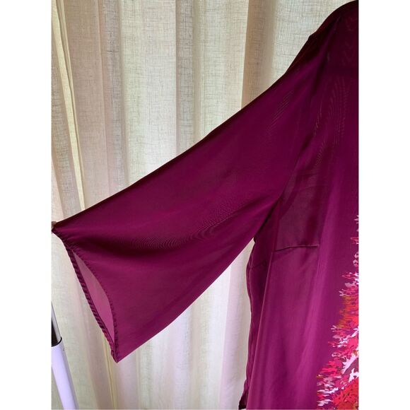 Y2K Boho Sheer Tunic in Vivid Purple Floral Vibe - Picture 4 of 12